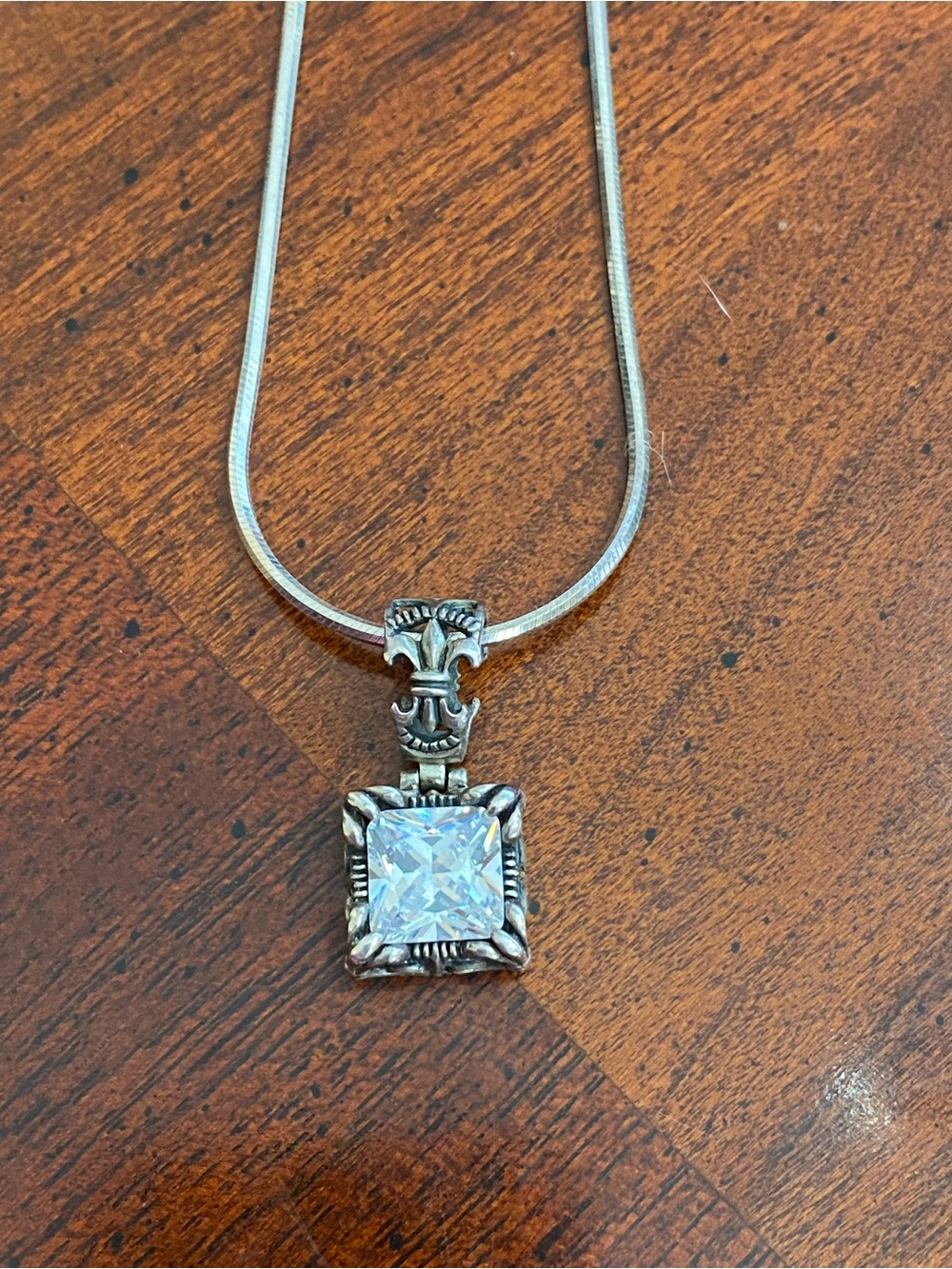 Silpada Sterling Silver Square White CZ Pendant Necklace
